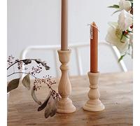 DUHALINE Juego de 2 portavelas de Madera, rústicos, de Acordeón Hechos a Mano, Decoración de Mesa de Consola, Chimenea de Lujo