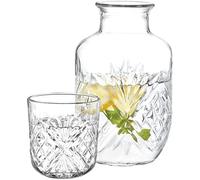 DUHALINE Juego de jarra y vaso de cristal para mesita de noche, jarra de noche de cristal y vaso, juego de jarra de agua de 2 piezas y taza de noche (525 ml)