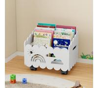 DUHARS Estanteria Libros Infantil Madera, con Ruedas Libreria Montessori Biblioteca Baul Juguetes Infantil, Mueble Organizador Expositor Libros Infantil, para Dormitorio, Habitación Niños, Sala Juego