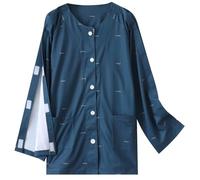 DUHENWU Camisas quirúrgicas post-hombro para hombre de manga larga Tear Away Tops totalmente abiertos Ropa adaptativa básica suave y cómoda pijamas para pacientes para rehabilitación y cuidado, P Navy