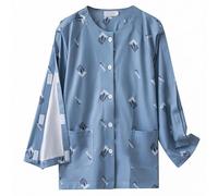 DUHENWU Camisas quirúrgicas post-hombro para hombre de manga larga Tear Away Tops totalmente abiertos Ropa adaptativa básica suave y cómoda pijamas para pacientes para rehabilitación y cuidado, P azul