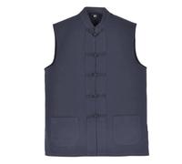 DUHENWU Chaleco de entrenamiento para hombre, algodón y lino, chalecos de verano, ropa de abrigo tradicional para artes marciales Kung Fu Tai Chi Wushu Sport Tank Top V-cuello de entretiempo sólido