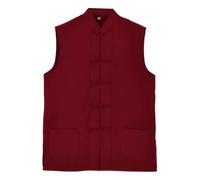 DUHENWU Chaleco de entrenamiento para hombre, algodón y lino, chalecos de verano, ropa de abrigo tradicional para artes marciales Kung Fu Tai Chi Wushu Sport Tank Top V-cuello de entretiempo sólido