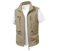 DUHENWU Chaleco de trabajo para hombre con muchos bolsillos, chaleco de pesca para primavera y verano, chaleco ligero para camping, fotografía, chalecos de secado rápido, chaleco de verano informal