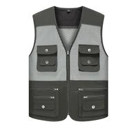 DUHENWU Chaleco de verano para hombre, ligero, de secado rápido, para camping, safari, chaleco con muchos bolsillos, sin mangas, transpirable, chaleco multifunción, O Ejército Verde, XL