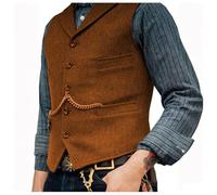 DUHENWU Chaleco tradicional para hombre, formal, corte regular, chaleco con cuello en V, chaqueta sin mangas, traje de Oktoberfest, chaleco para hombre, chaleco de espiga, chaleco de espiga para boda
