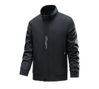 DUHENWU Chaqueta bomber de manga larga para hombre, informal, monocolor, chaqueta deportiva, solapa básica, chaqueta de aviador, chaqueta de aviador, chaqueta de softshell cálida con bolsillos, abrigo