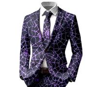 DUHENWU Chaqueta deportiva para hombre, chaqueta de traje de 1 botón, corte regular, chaqueta de traje, chaqueta de negocios, estampado de Halloween, trajes de boda, negocios, chaquetas de traje para