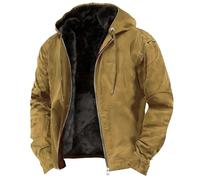 DUHENWU Chaqueta para hombre Vintage con capucha con cremallera Chaqueta de invierno cálida Sudadera con capucha Chaquetas de trabajo básicas Bolsillos Chaqueta de entretiempo Color Sólido Chaqueta