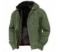 DUHENWU Chaqueta para hombre Vintage con capucha con cremallera Chaqueta de invierno cálida Sudadera con capucha Chaquetas de trabajo básicas Bolsillos Chaqueta de entretiempo Color Sólido Chaqueta