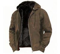 DUHENWU Chaqueta para hombre Vintage con capucha con cremallera Chaqueta de invierno cálida Sudadera con capucha Chaquetas de trabajo básicas Bolsillos Chaqueta de entretiempo Color Sólido Chaqueta