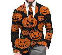 DUHENWU Disfraz de Halloween para hombre, calabaza, chaqueta divertida, informal, corte regular, chaqueta de traje con botones, chaqueta de esmoquin, traje para festival, para bodas y fiestas, O5