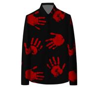 DUHENWU Disfraz de Halloween para hombre, camisa divertida con estampado de sangre, disfraz de zombi sangriento, camiseta para Halloween y carnaval, corte regular, camisa informal de corte ajustado