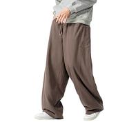 DUHENWU Pantalones de chándal holgados para hombre, pantalones de pana anchos, pierna ancha, cintura elástica, pantalones de chándal largos de un solo color, pantalones deportivos para hombre,
