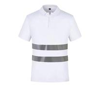 DUHENWU Polo para hombre de manga corta, camiseta de trabajo reflectante, camiseta de trabajo para verano, camiseta ligera suave de manga corta, camiseta de verano transpirable, O blanco., XXL