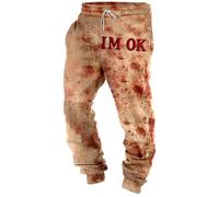 DUHENWU Problem Gelöst Jogginghose Herren Halloween Kostüm Horror Blutflecken Gothic Jogginghose Baggy Sporthose Streetwear elastische Herbst Winter Trainingshose mit Kordelzug Freizeithose, O