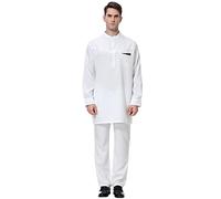 DUHENWU Ropa árabe para hombre traje musulmán de dos piezas conjunto islámico tradicional turco Medio Oriente Musulmán Ropa Dubai Caftán para hombres Basic Verano Cool Jilbab, C blanco., XL