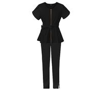 DUHENWU Ropa de trabajo para mujer, médico, cuello en V, parte superior con pantalones, uniforme, cómoda, exfoliantes, médica, enfermera, casaca, traje de protección, conjunto de ropa de trabajo