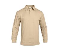 DUHENWU Sudaderas de manga larga para hombre de color liso con solapa con botón hacia abajo, sudadera clásica monocromática, ocio y cómoda, camisetas de manga larga, cuello transpirable, suéter de