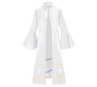 DUHENWU Vestido de iglesia para mujer, manga acampanada, estilo gótico, chaqueta steampunk, cosplay, carnaval, Halloween, disfraz de tirolesa victoriano, Oktoberfest, O blanco., L