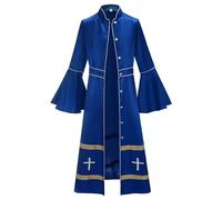 DUHENWU Vestido de iglesia para mujer, manga acampanada, estilo gótico, chaqueta steampunk, cosplay, carnaval, Halloween, disfraz de tirolesa victoriano, Oktoberfest, O azul., XXL
