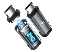 DuHeSin Adaptador magnético USB C con pantalla digital PD 240 W 24 pines (2 unidades) con pantalla LED de potencia de corriente de voltaje, probador de medidor de potencia tipo C recto USB 4 40 Gbps