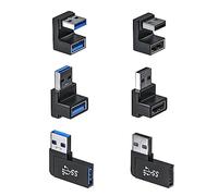 DuHeSin Paquete de 6 adaptadores USB 3.1 de 180 grados y 90 grados, conector extensor USB A macho a hembra en ángulo izquierdo y derecho para PC, laptop, cargador de coche USB A, Surface Pro 7+,