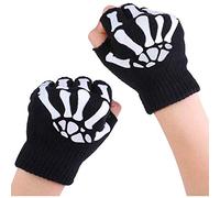 DUHGBNE Kids The Fingerless Warm Knit Dark Skeleton Mitten Pairs 1/2/5" Glow Gloves Kids Gloves Mittens Ski Kids Gloves, Black1, Talla única