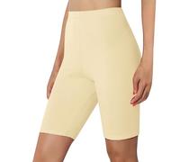 DUHGBNE Pantalones cortos de ciclismo para mujer, de cintura alta, opacos, sin costuras, para yoga y gimnasio, caqui, L
