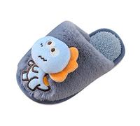 DUHGBNE Pantuflas de dinosaurio para niños, espuma viscoelástica, cómodas zapatillas de estar por casa para niños, invierno, cálidas zapatillas de interior para niñas, gris, 27 EU