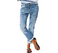 DUHGBNE Rotos Mujer Cintura Pantalones Vaqueros Rasgados con Cintura Pulida Lavada y Holgada de Calle con Estampado de Moda para Mujer Pantalones De Mujer Tiro Rotos