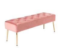 Duhome Banco con Pomos Tapizado de Terciopelo para Zapatos con Reposapiés Banco de Cama Taburete para Entrada Salón Dormitorio, Rosa