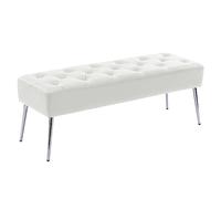 Duhome Banco con pomos Tapizado Zapatos con reposapiés Banco Cama Taburete para Entrada Salón Dormitorio, Blanco