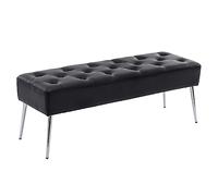 DUHOME banco otomano tapizado con botones, dormitorio, reposapiés, acento de cuero para entrada, comedor, sala de estar, extremo de cama, color negro