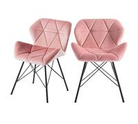 Duhome Silla de Comedor diseño Juego de 2 Retro Silla Vintage Estilo escandinavo Sillas de recepción con Patas de Metal, Rosa Claro