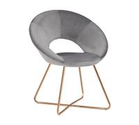 Duhome Silla de Comedor diseño Retro con Brazos Silla tapizada Vintage sillón con Patas de Metallo 439D, Color:Gris, Material:Terciopelo