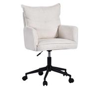 Duhome Silla de Oficina Giratoria de Pana Acanalada, Asiento Regulable en Altura, Silla de Ordenador Ergonómica para Trabajo Dormitorio o Salón, Blanco