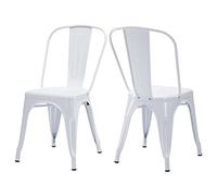 Duhome Sillas de Comedor Juego de 2 Silla Bistrot Industrial de Metal Hierro con Respaldo Estilo Vintage Taburete para Cocina Bar Café Restaurante, Blanco