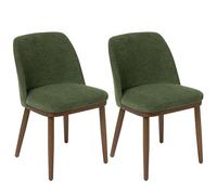 Duhome sillas de Comedor, sillas de Cocina de Lino y Madera, tapizadas con Respaldo Curvado, para Comedor, salón, Restaurante (Verde, 2)