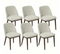 Duhome sillas de Comedor, sillas de Cocina de Lino y Madera, tapizadas con Respaldo Curvado, para Comedor, salón, Restaurante (Beige, 6)