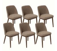 Duhome sillas de Comedor, sillas de Cocina de Lino y Madera, tapizadas con Respaldo Curvado, para Comedor, salón, Restaurante (Marrón Café, 6)