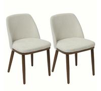 Duhome sillas de Comedor, sillas de Cocina de Lino y Madera, tapizadas con Respaldo Curvado, para Comedor, salón, Restaurante (Beige, 2)