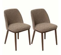 Duhome sillas de Comedor, sillas de Cocina de Lino y Madera, tapizadas con Respaldo Curvado, para Comedor, salón, Restaurante (Marrón Café, 2)