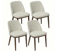 Duhome sillas de Comedor, sillas de Cocina de Lino y Madera, tapizadas con Respaldo Curvado, para Comedor, salón, Restaurante (Beige, 4)
