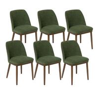 Duhome sillas de Comedor, sillas de Cocina de Lino y Madera, tapizadas con Respaldo Curvado, para Comedor, salón, Restaurante (Verde, 6)