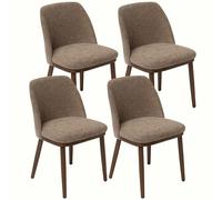 Duhome sillas de Comedor, sillas de Cocina de Lino y Madera, tapizadas con Respaldo Curvado, para Comedor, salón, Restaurante (Marrón Café, 4)