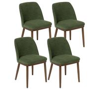 Duhome sillas de Comedor, sillas de Cocina de Lino y Madera, tapizadas con Respaldo Curvado, para Comedor, salón, Restaurante (Verde, 4)