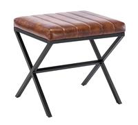 Duhome Taburete Acolchado de Piel sintética, Taburete Acolchado Moderno con Estructura de Metal para tocador, Pasillo, salón, Dormitorio, Amarillo-marrón