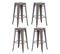 Duhome Taburete de Bar Industrial Silla de Comedor Juego de 4 Taburetes Apilables Asiento Bistro Metálica para Cocina Restaurantes, Marrón metálico