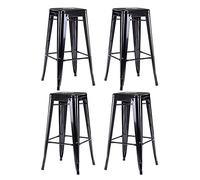 Duhome Taburete de Bar Industrial Silla de Comedor Juego de 4 Taburetes Apilables Asiento Bistro Metálica para Cocina Restaurantes, Negro